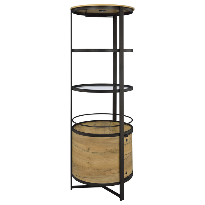 Ritter round LED bar wine storage cabinet in rustic oak by CoasterEveryday