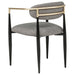 Set of two grey Bradbury fabric upholstered dining arm chairs with wooden legs, modern furniture from CoasterEveryday.