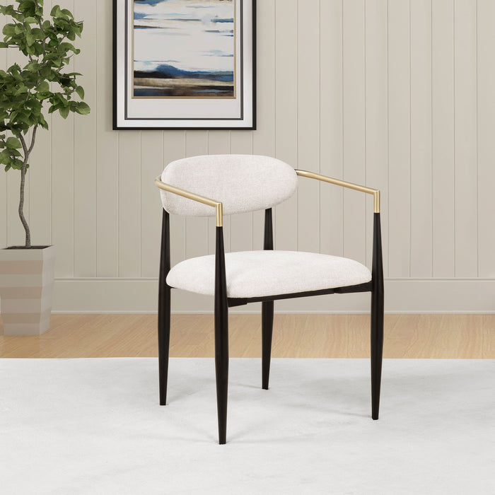 Bradbury Fabric Upholstered Dining Arm Chair Beige (Set of 2)