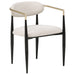 Set of two beige CoasterEveryday Bradbury fabric upholstered dining arm chairs with padded seats and wooden legs