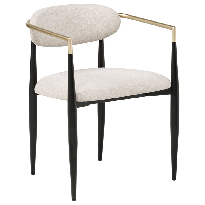 Bradbury Fabric Upholstered Dining Arm Chair Beige (Set of 2)