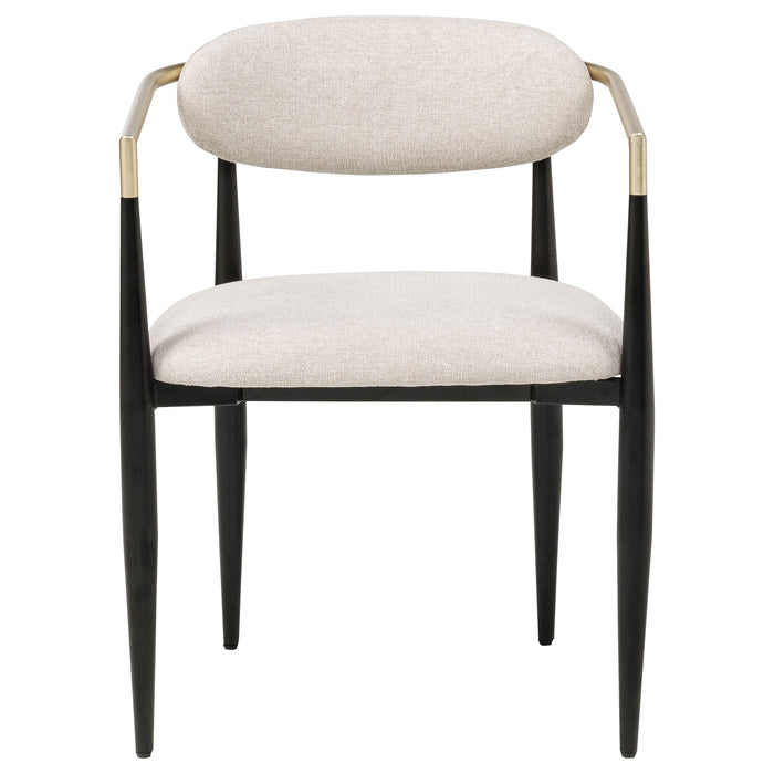 Bradbury Fabric Upholstered Dining Arm Chair Beige (Set of 2)