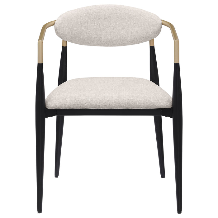 Bradbury Fabric Upholstered Dining Arm Chair Beige (Set of 2)
