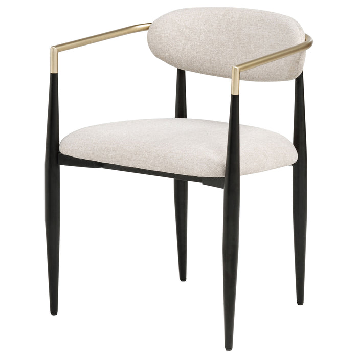 Bradbury Fabric Upholstered Dining Arm Chair Beige (Set of 2)