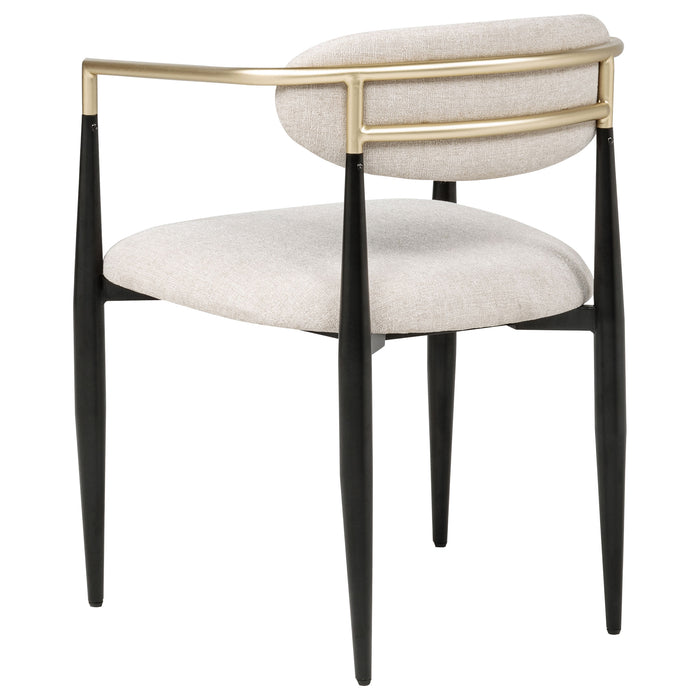 Bradbury Fabric Upholstered Dining Arm Chair Beige (Set of 2)