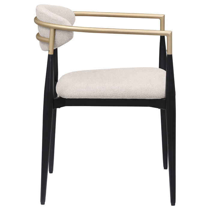 Bradbury Fabric Upholstered Dining Arm Chair Beige (Set of 2)