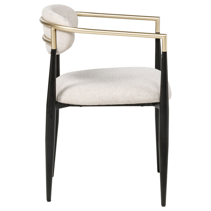 Bradbury Fabric Upholstered Dining Arm Chair Beige (Set of 2)