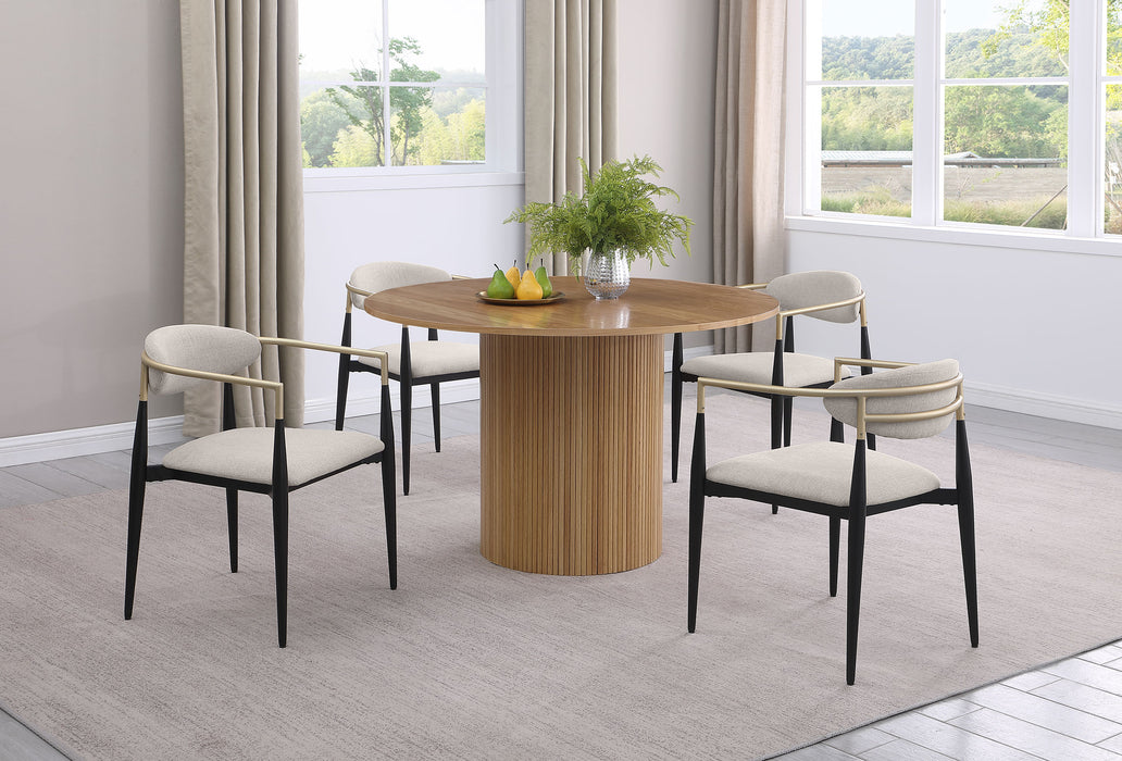 Bradbury Fabric Upholstered Dining Arm Chair Beige (Set of 2)