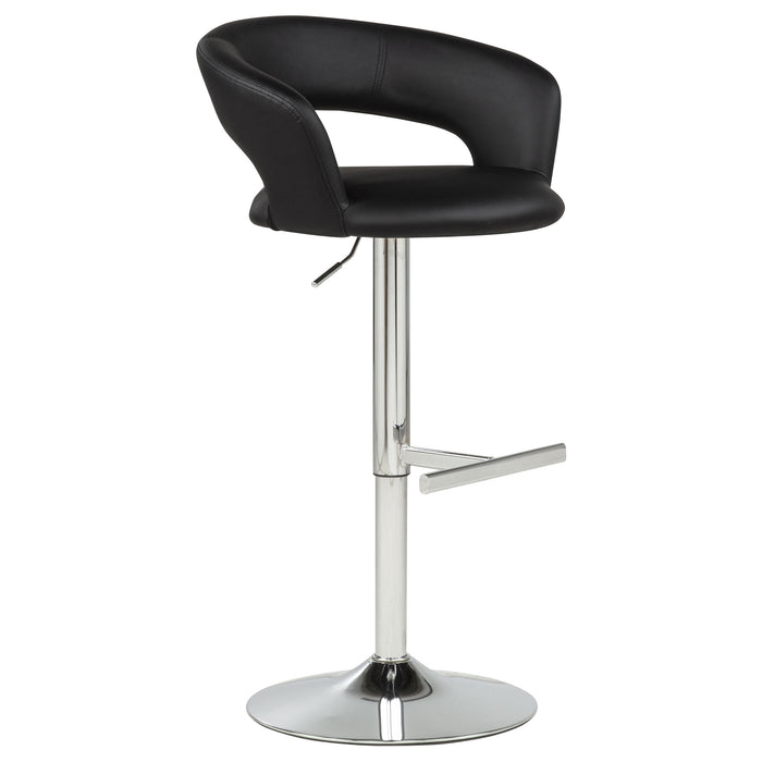 Travia Adjustable Faux Leather Swivel Bar Stool Black and Chrome