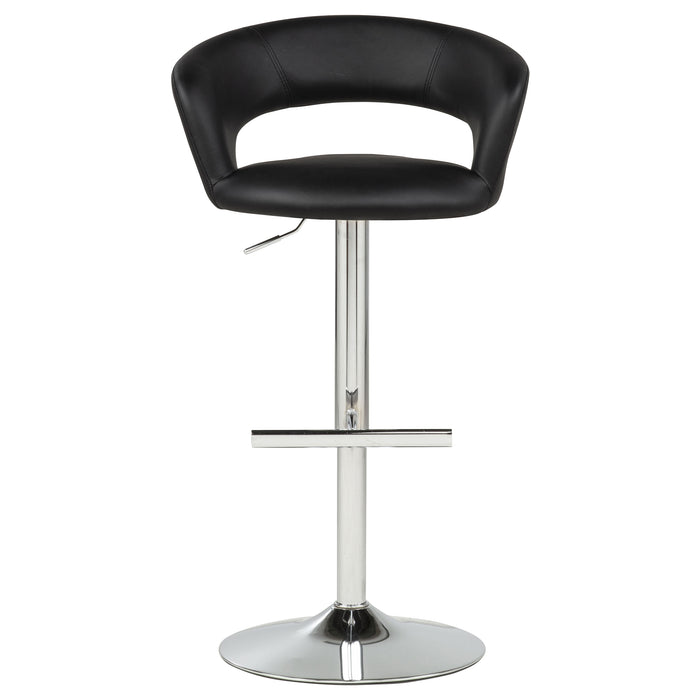 Travia Adjustable Faux Leather Swivel Bar Stool Black and Chrome