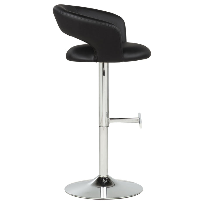 Travia Adjustable Faux Leather Swivel Bar Stool Black and Chrome