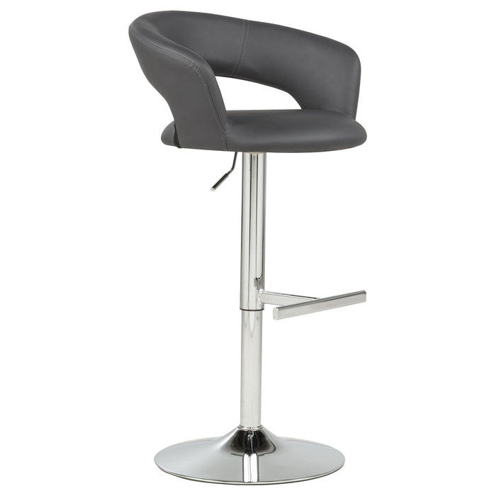 Travia Adjustable Faux Leather Swivel Bar Stool Grey and Chrome