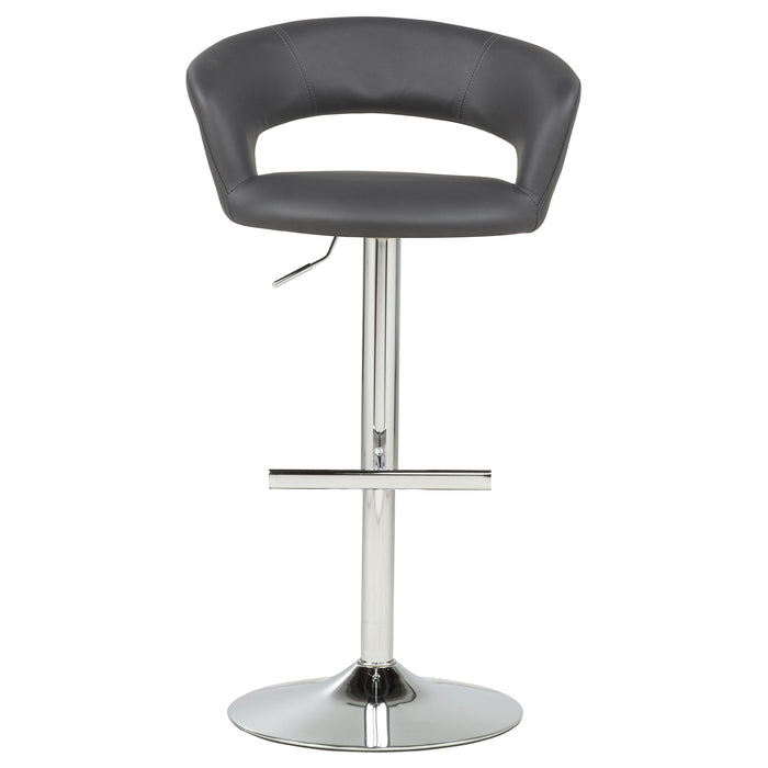 Travia Adjustable Faux Leather Swivel Bar Stool Grey and Chrome