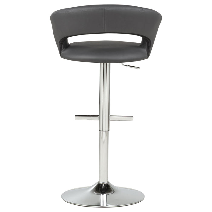 Travia Adjustable Faux Leather Swivel Bar Stool Grey and Chrome