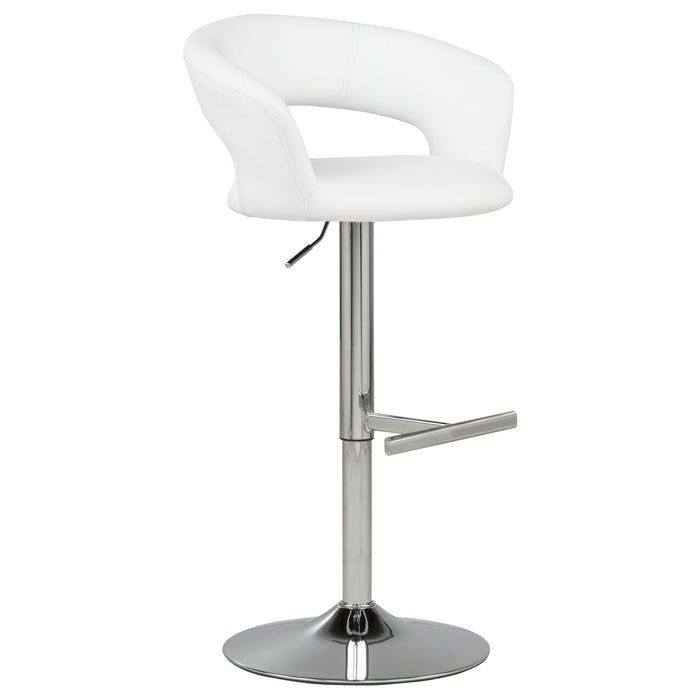 Travia Adjustable Faux Leather Swivel Bar Stool White and Chrome