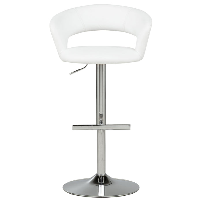 Travia Adjustable Faux Leather Swivel Bar Stool White and Chrome