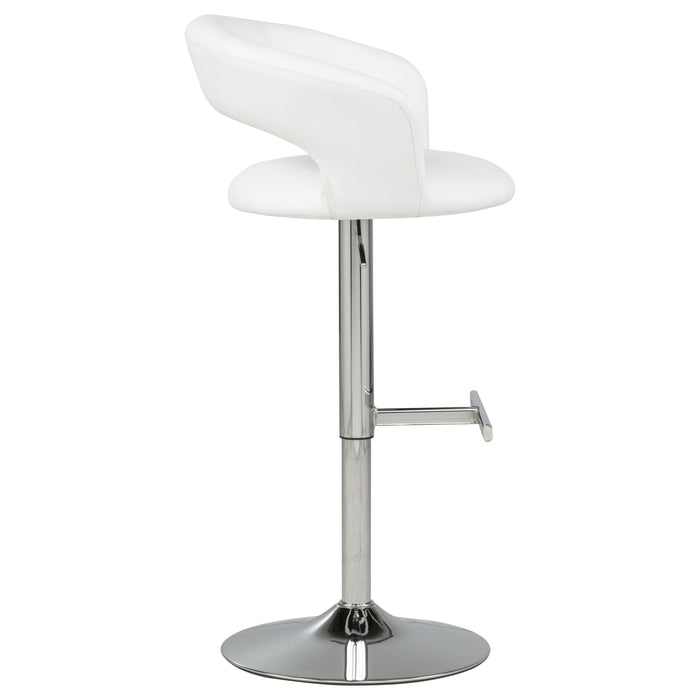 Travia Adjustable Faux Leather Swivel Bar Stool White and Chrome