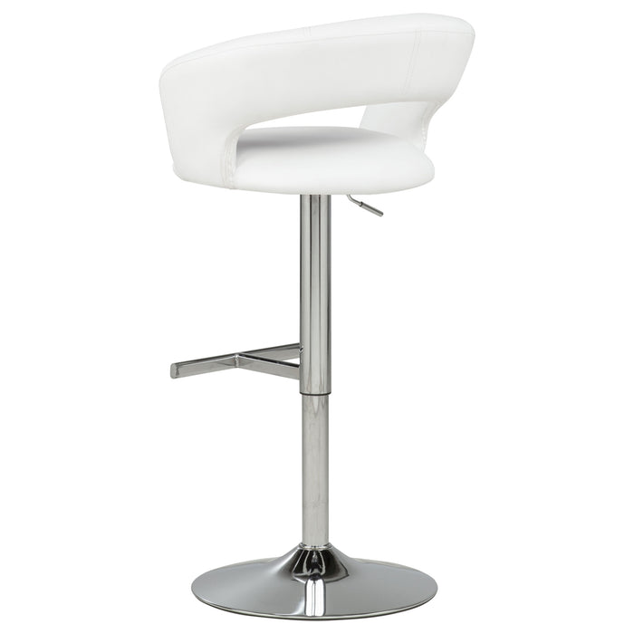 Travia Adjustable Faux Leather Swivel Bar Stool White and Chrome