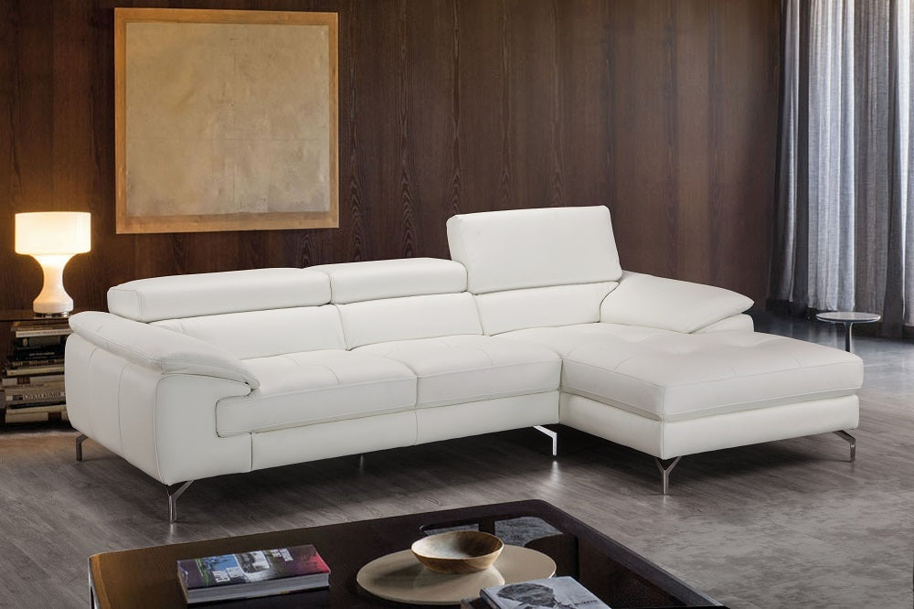 J & M Furniture Alice Premium Leather Sectional In Right Facing Chaise