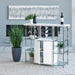 CoasterEssence Gallimore 2-door bar cabinet with white high gloss finish, stylish wine storage furniture with sleek design.