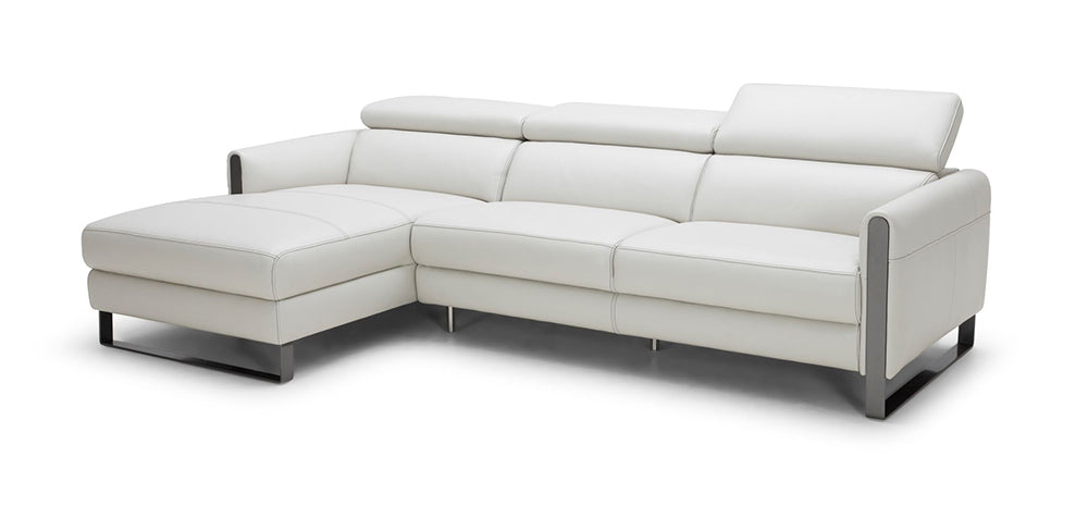 J & M Furniture Vella Premium Leather Sectional Left hand Facing in Light Grey