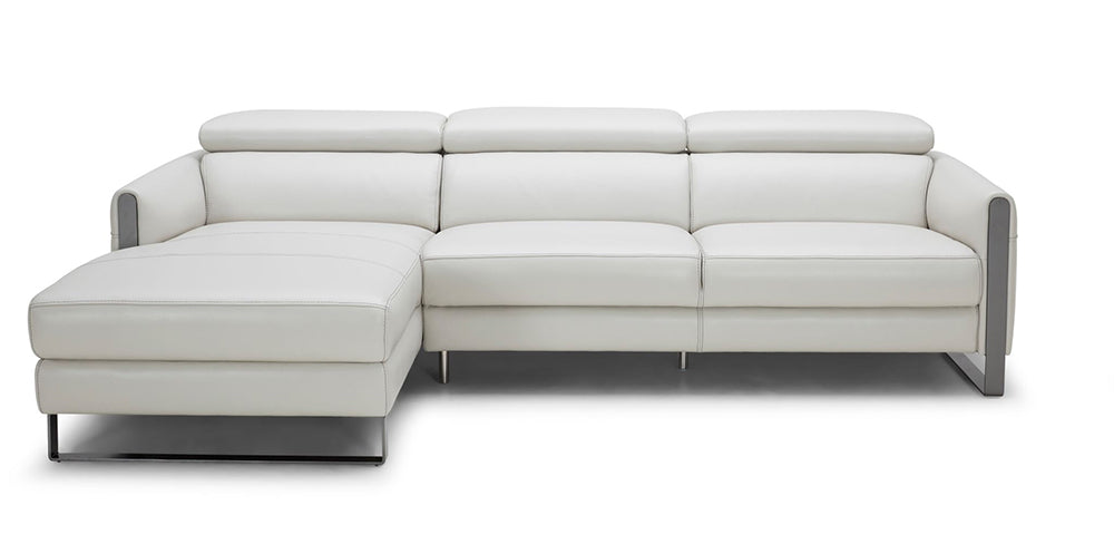 J & M Furniture Vella Premium Leather Sectional Left hand Facing in Light Grey