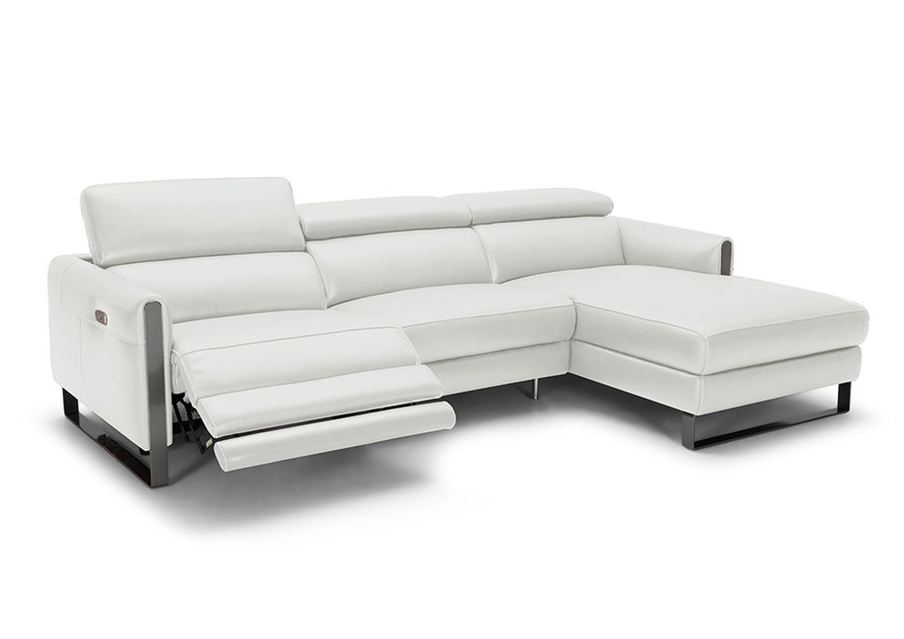 J & M Furniture Vella Premium Leather Sectional Right hand Facing in Light Grey