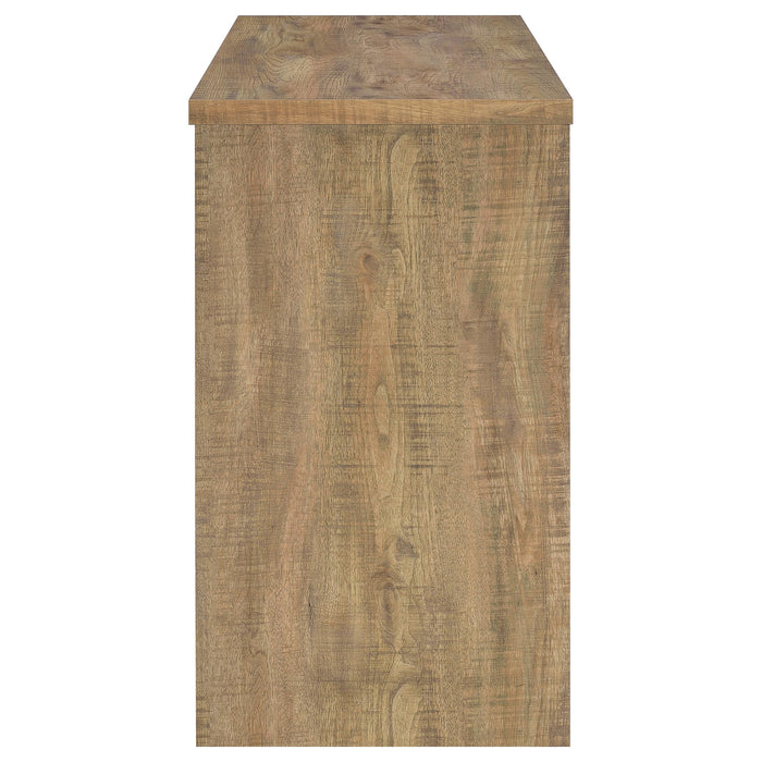 CoasterEveryday Topanga engineered wood freestanding home bar with mango finish, showcasing sleek design and functional storage.