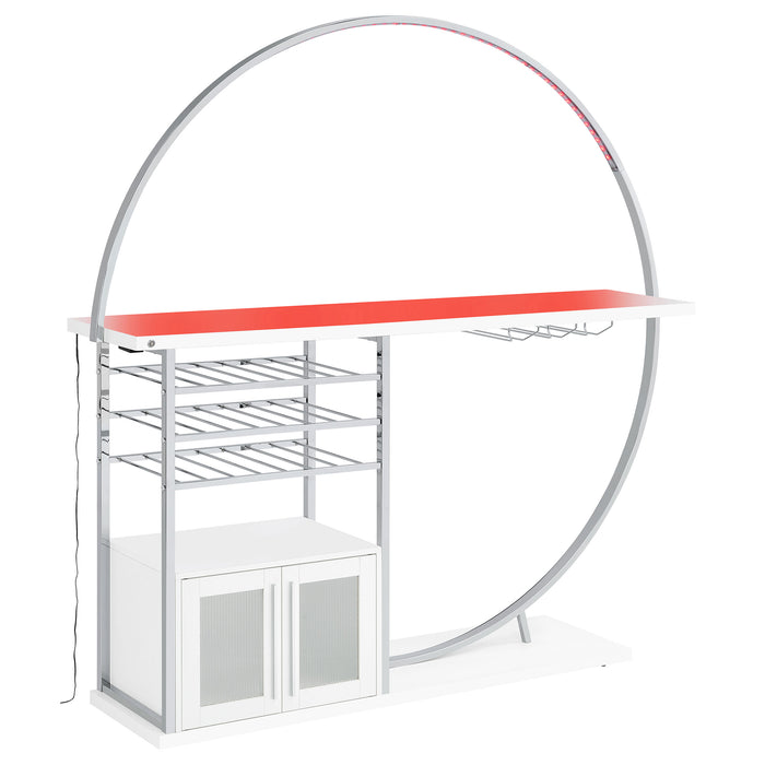 Risley 2-door Circular LED Wine Cabinet White High Gloss