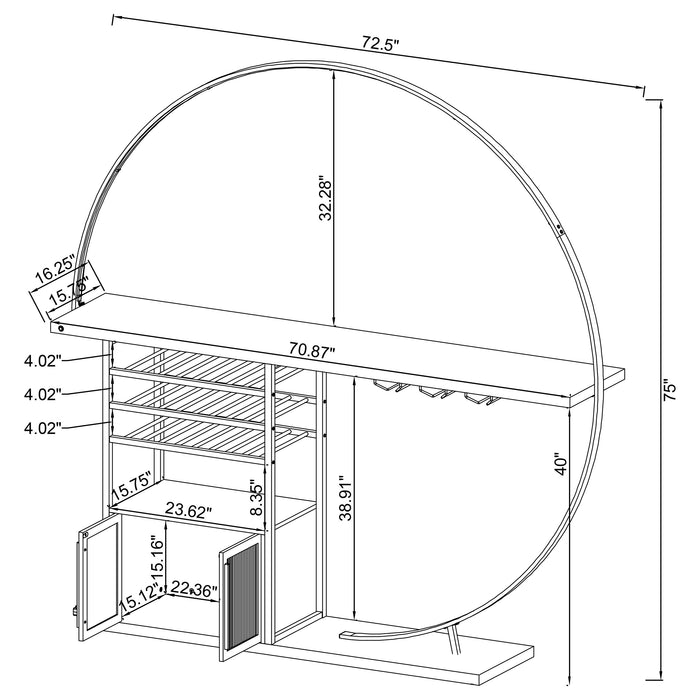 Risley 2-door Circular LED Wine Cabinet Dark Charcoal