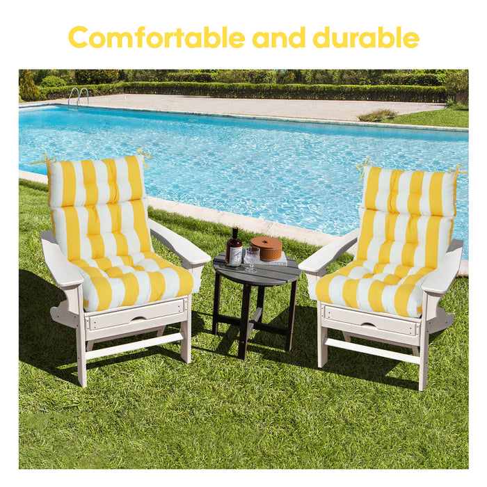Giga 2-piece high back patio chair cushions set with tufted back and seat cushions for Adirondack and rocking chairs.