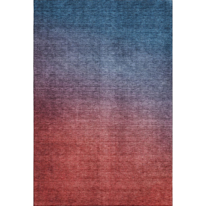 9' X 12' Ombre Washable Area Rug With UV Protection (650391) - Navy Blue / Red