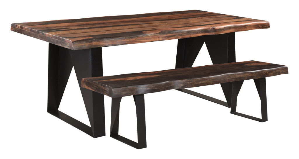 80" Solid Wood And Metal Sled Base Dining Table - Dark Brown