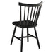 Pair of black Windsor wood dining side chairs from CoasterEveryday with curved backs and sturdy legs, set of two.