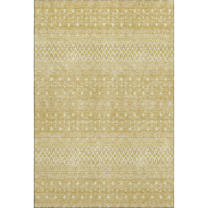 10' X 14' Tribal Washable Area Rug With UV Protection (657173) - Gold / Ivory