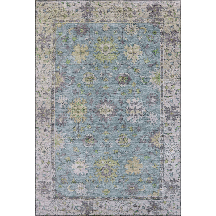 10' X 14' Oriental Washable Area Rug With UV Protection (716593) - Pale Aqua / Teal