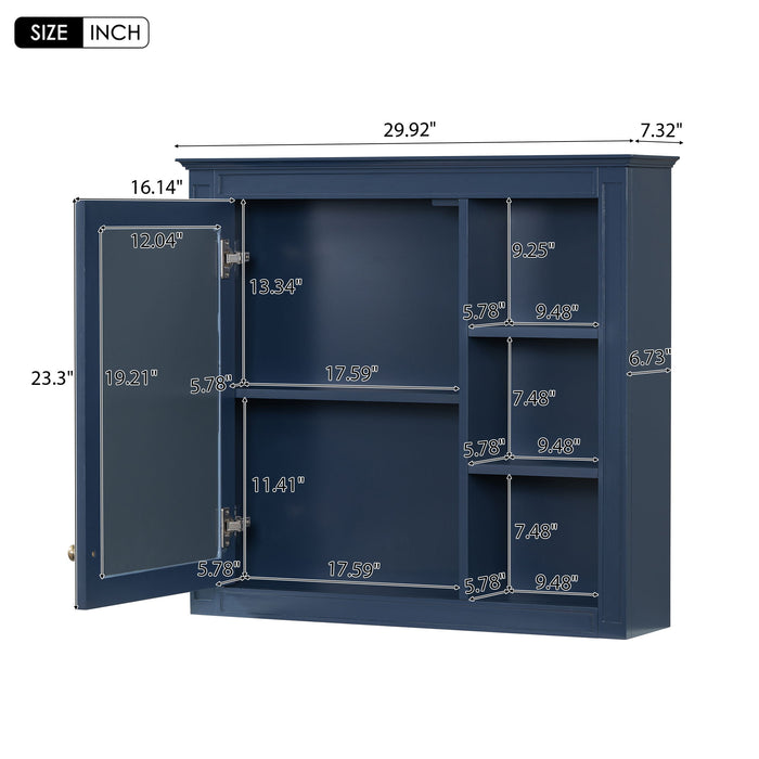 Wall Mounted Medicine Cabinet With Mirror And 3 Open Shelves