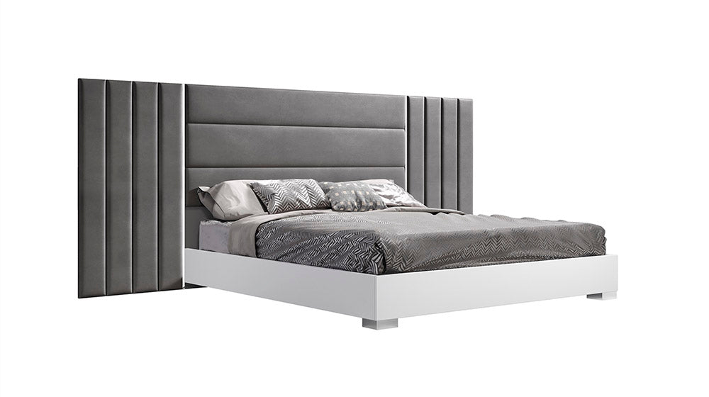 J & M Furniture Nina King Bed in White&Grey