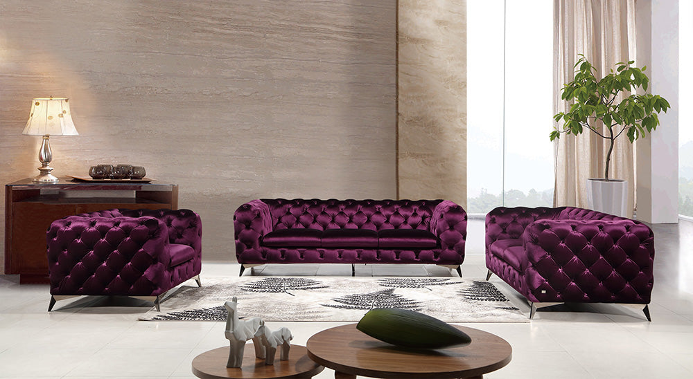 J & M Furniture Glitz Love Seat in Purple