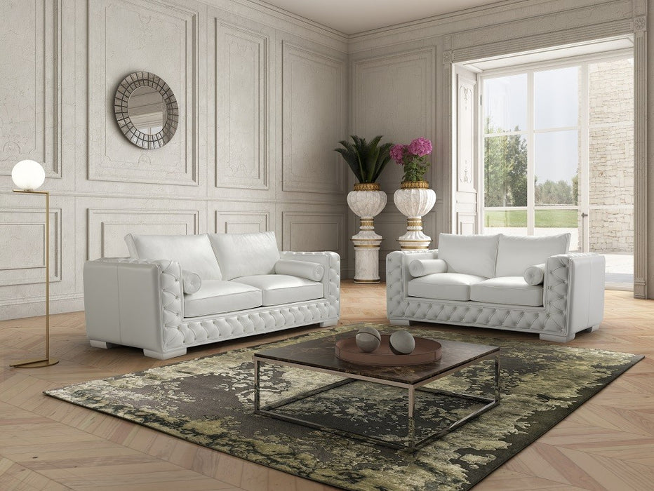 J & M Furniture The Vanity 530 Leather Sofa in White