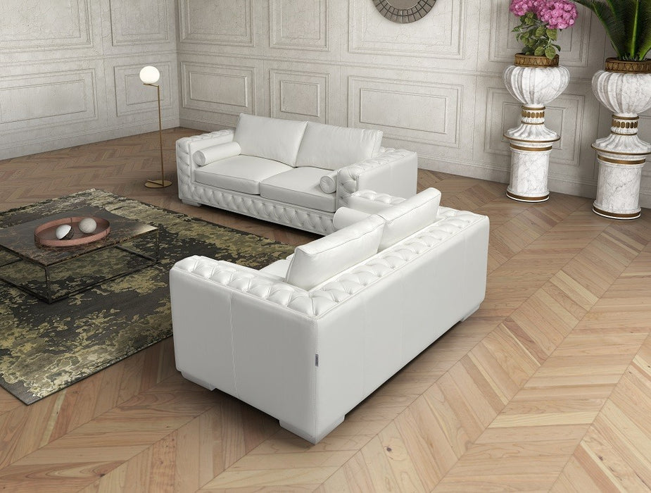J & M Furniture The Vanity 530 Leather Sofa in White