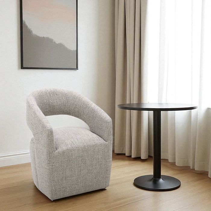 Upholstered Fabric Open Back Dining Room Arm Chair - Gray