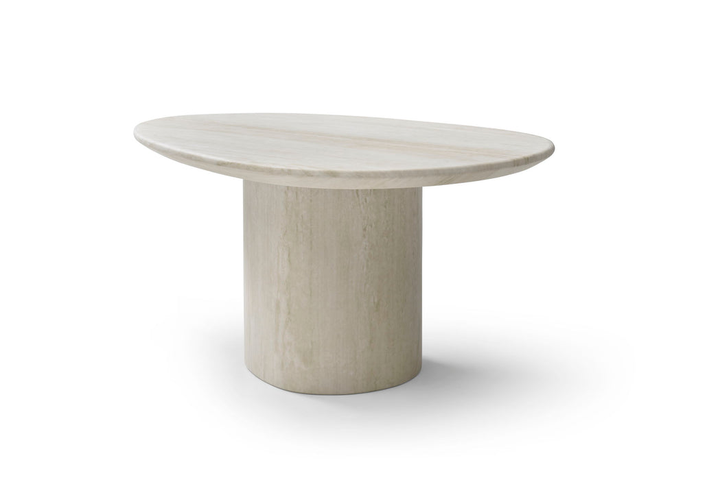 Marble Oval Pedestal End Table - Beige