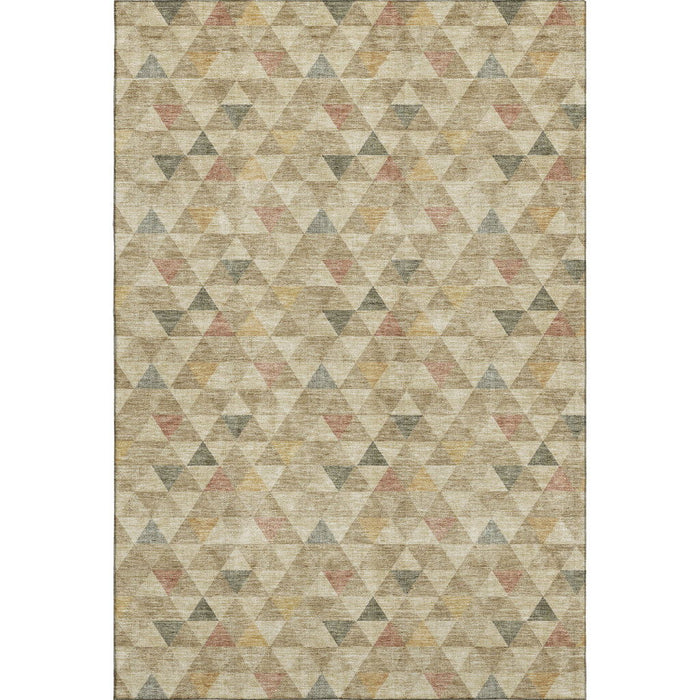 10' X 14' Geometric Washable Area Rug With UV Protection (651238) - Beige / Red / Salmon