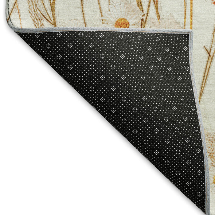 10' X 14' Floral Washable Area Rug With UV Protection (694062) - Ivory / Orange