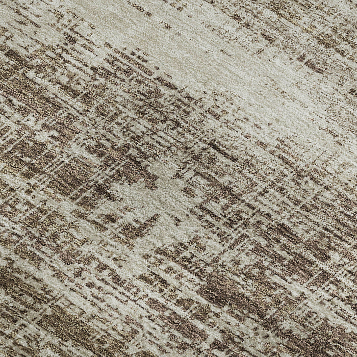 9' X 12' Abstract Washable Area Rug With UV Protection - Brown And Beige