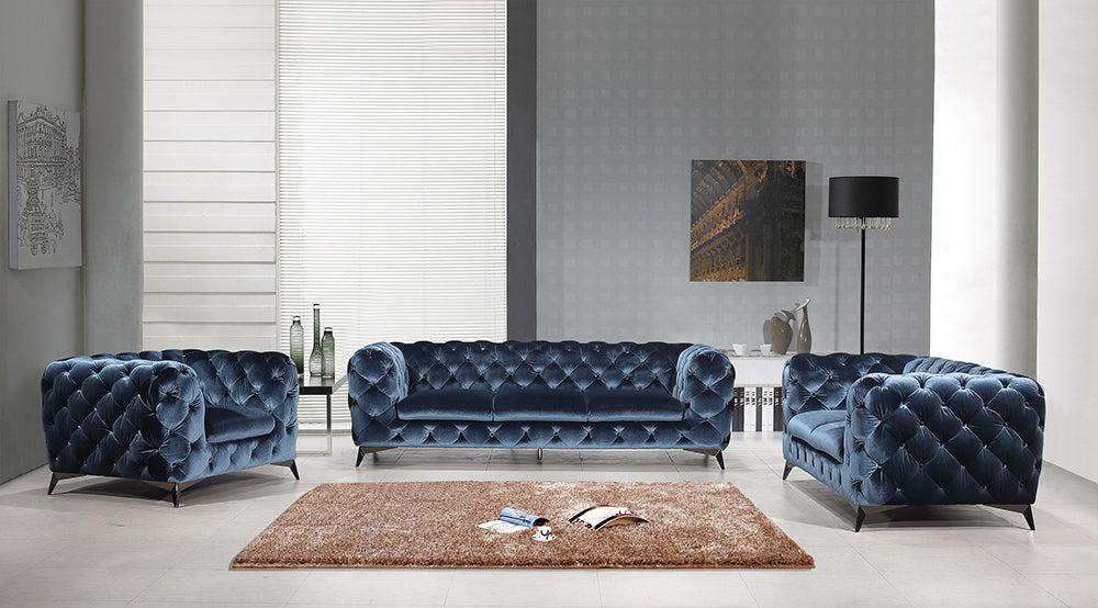 J & M Furniture Glitz Sofa in Blue