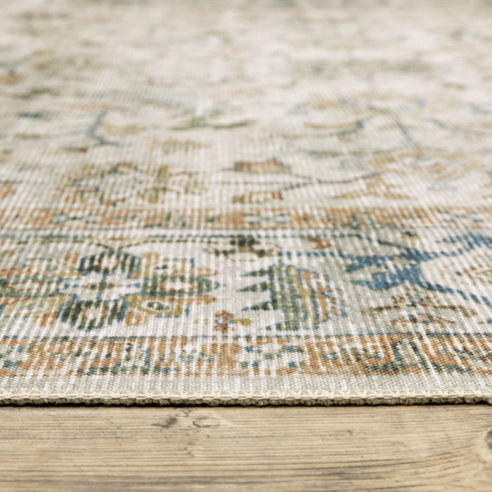 7' x 10' Oriental Printed Non Skid Area Rug - Ivory