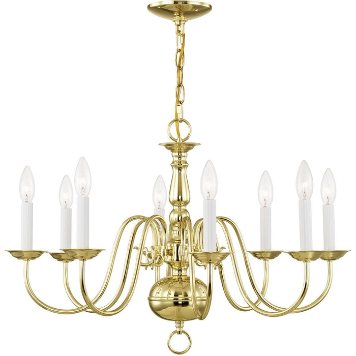 18'' Eight Light Dimmable Chandelier With Shades - Brass