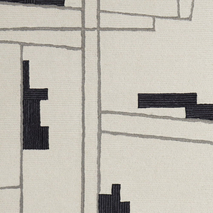 9' x 12' Wool Abstract Hand Tufted Area Rug - Ivory And Gray